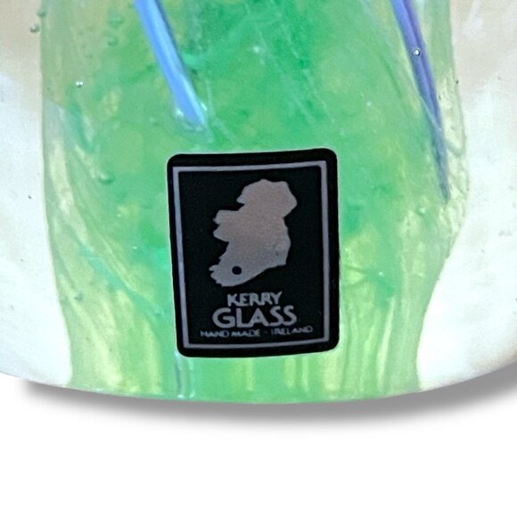 Vintage Kerry Art Glass Ireland Paperweight Purple White Green Floral Flowers 3" - Picture 3 of 8